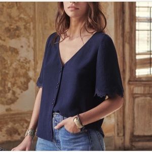 Sezane Aretha Blouse, sz S, color “Navy”